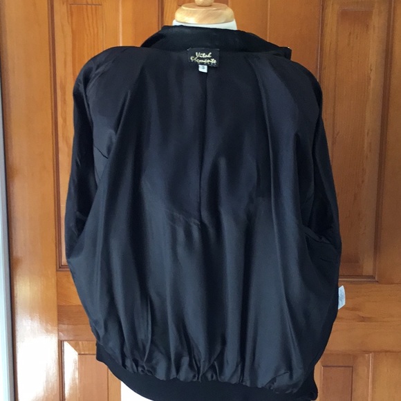 Ladies Black and Rhinestone trimmed Jacket Size 8.  Made in USA.  Zippered front - Picture 16 of 16